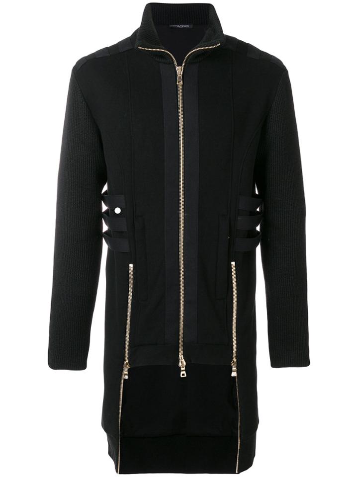 Balmain Strap Detail Coat - Black