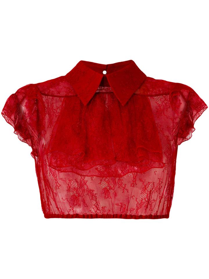 No21 Cropped Sheer Shirt - Red