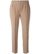 Brunello Cucinelli Tapered Stretch-waist Trousers, Women's, Size: 42, Nude/neutrals, Silk/acetate/polyester/cupro