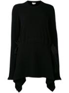 Fendi - Asymmetrical Lace-up Detail Pullover - Women - Cotton/viscose/cashmere - 42, Black, Cotton/viscose/cashmere