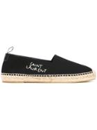 Saint Laurent Embroidered Logo Espadrilles - Black