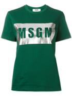 Msgm Logo Print T-shirt, Women's, Size: Xs, Green, Cotton