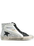 Golden Goose Deluxe Brand Glitter Slide Sneakers - Silver