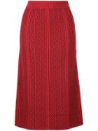 Le Ciel Bleu Cable Knit Midi Skirt - Red