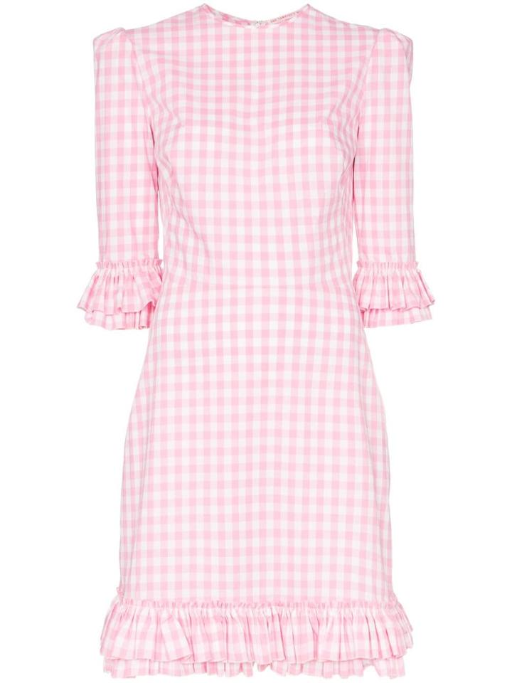 The Vampire's Wife Festival Gingham Print Cotton Mini Dress - Pink