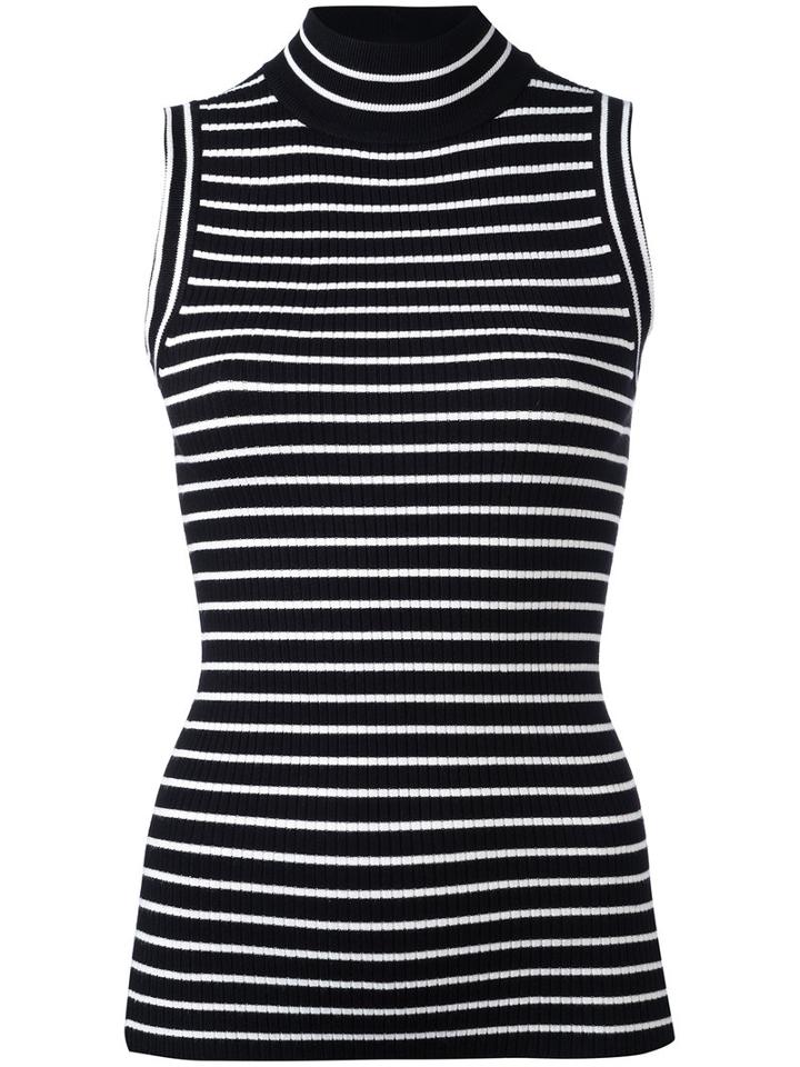 Michael Michael Kors Horizontal Stripe Sleeveless Top, Women's, Size: Xl, Black, Viscose/nylon