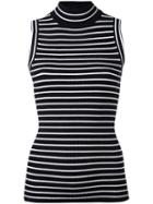 Michael Michael Kors Horizontal Stripe Sleeveless Top, Women's, Size: Xl, Black, Viscose/nylon