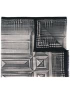 Etro Geometric Print Scarf, Men's, Grey, Wool/yak