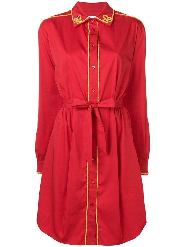 Moschino Long Sleeve Shirt Dress - Red
