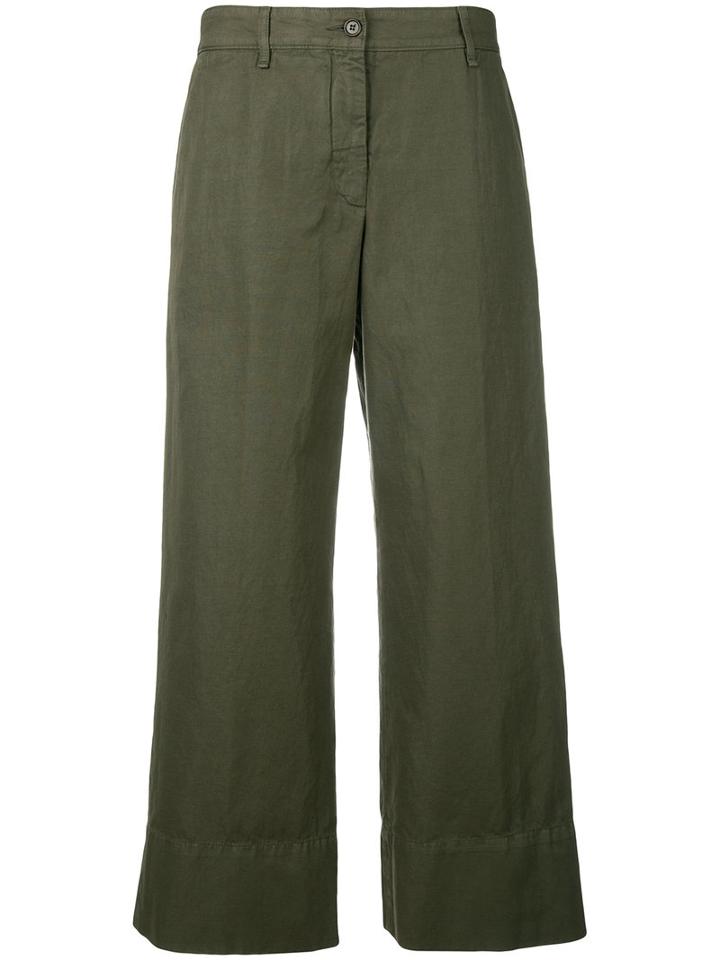Aspesi Flared Trousers, Women's, Size: 40, Green, Cotton/linen/flax