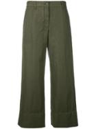 Aspesi Flared Trousers, Women's, Size: 40, Green, Cotton/linen/flax