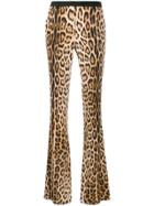 Roberto Cavalli Leopard Print Flared Trousers - Brown