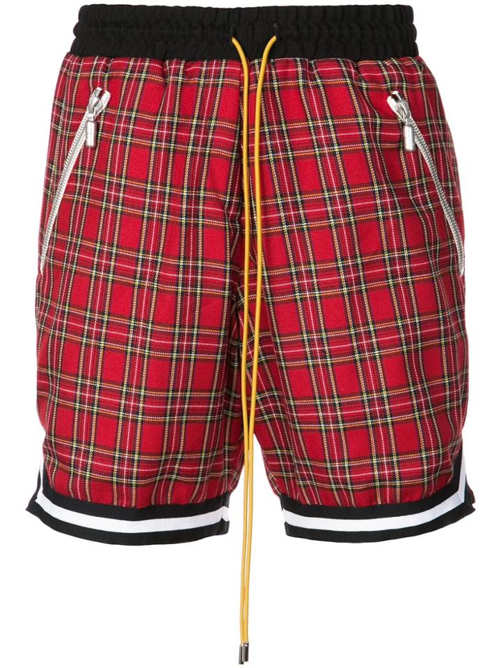 Rhude Tartan Print Shorts - Red