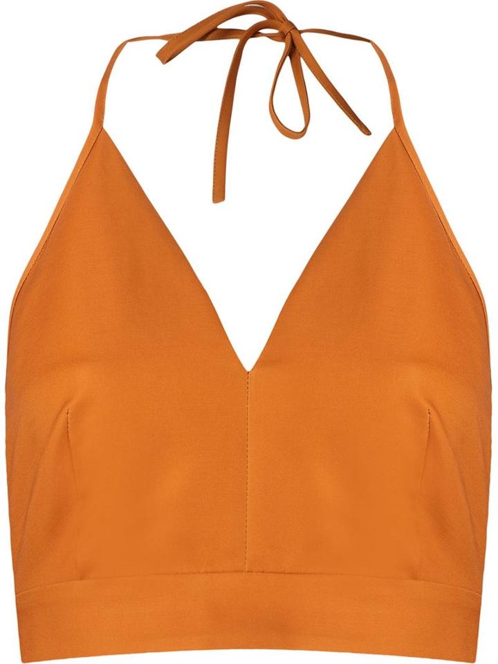 Andrea Marques V-neck Top, Women's, Size: 38, Brown, Cotton/spandex/elastane