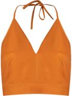 Andrea Marques V-neck Top, Women's, Size: 38, Brown, Cotton/spandex/elastane