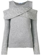 Blumarine Cold Shoulder Wrap Jumper - Grey