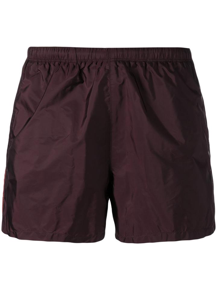 Prada Elasticated Waistband Swim Shorts, Men's, Size: 48, Red, Nylon/polyester