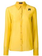 Rochas Beaded Logo Detail Shirt, Women's, Size: 44, Yellow/orange, Cotton/silk