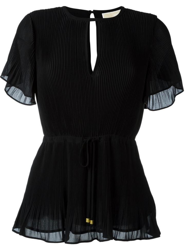 Michael Michael Kors Pleated Blouse, Women's, Size: 10, Black, Polyester