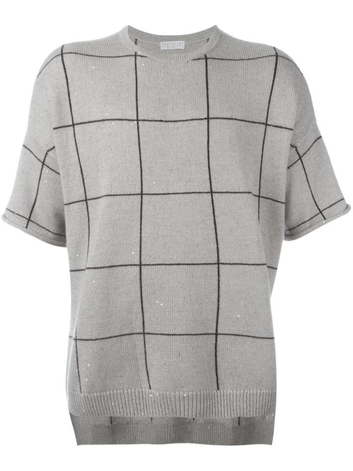 Brunello Cucinelli Grid Intarsia Sweater