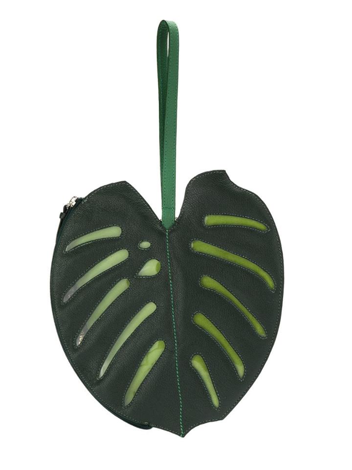 Sarah Chofakian Leather Costela De Adão Clutch - Green