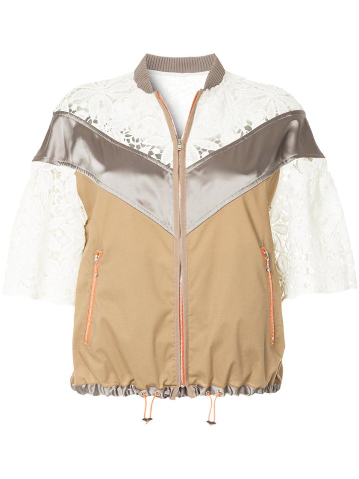 Kolor Lace Panel Zipped Jacket - Brown