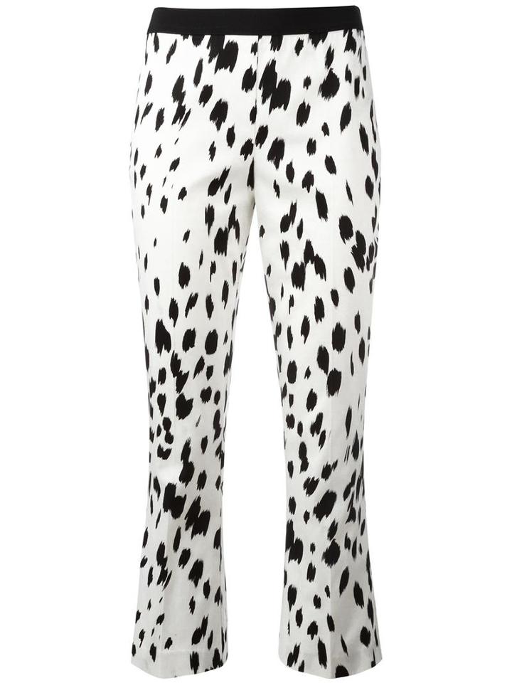 Twin-set Brush Print Cropped Trousers, Women's, Size: 46, White, Cotton/spandex/elastane
