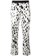 Twin-set Brush Print Cropped Trousers, Women's, Size: 46, White, Cotton/spandex/elastane