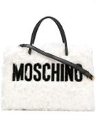 Moschino Small Textured Logo Tote - White