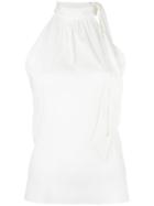 Eleventy Halterneck Top, Women's, Size: 44, White, Silk/spandex/elastane