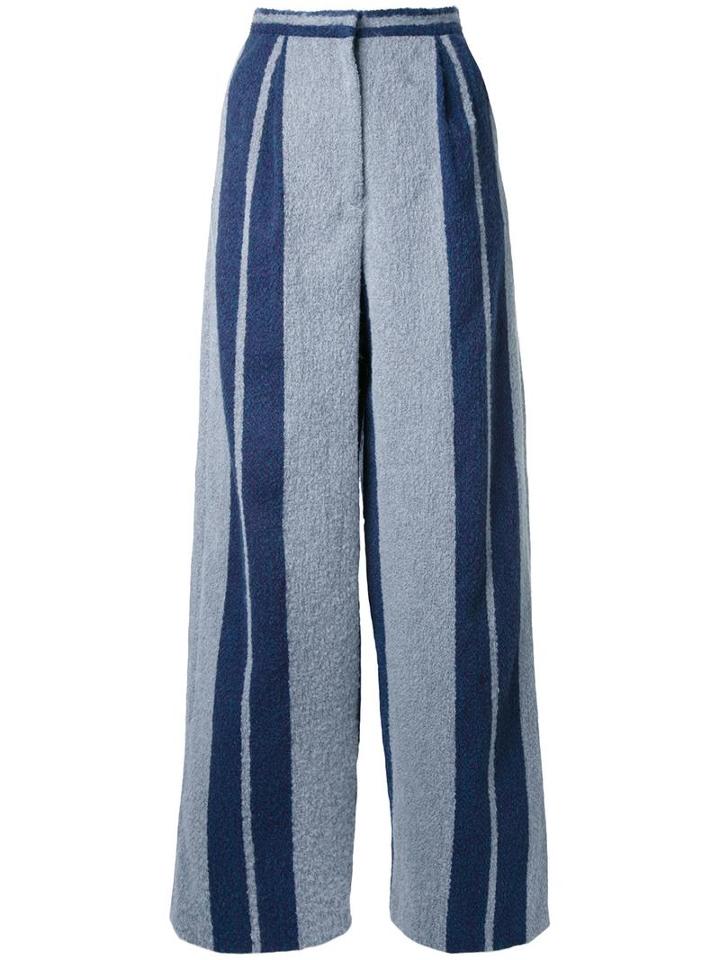 Muller Of Yoshiokubo Striped Wide Leg Trousers, Women's, Size: 36, Grey, Acrylic/polyester/nylon/wool