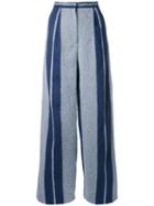 Muller Of Yoshiokubo Striped Wide Leg Trousers, Women's, Size: 36, Grey, Acrylic/polyester/nylon/wool