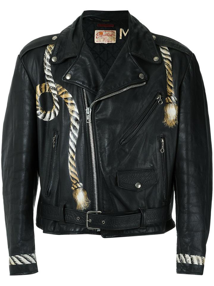 À La Garçonne - Hand Painted Perfecto Jacket - Unisex - Leather - M, Black, Leather