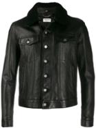 Saint Laurent Shearling Collar Buttoned Jacket - Black