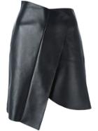David Koma Asymmetric Leather Skirt, Women's, Size: 10, Black, Lamb Skin