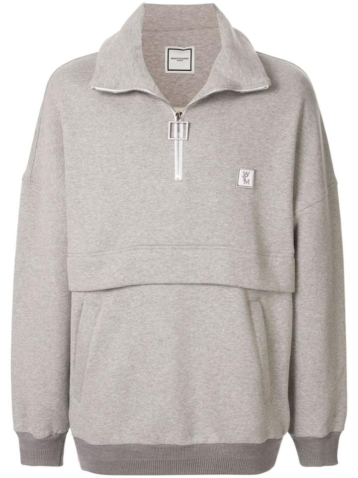 Wooyoungmi Oversized Logo Patch Sweatshirt - Grey