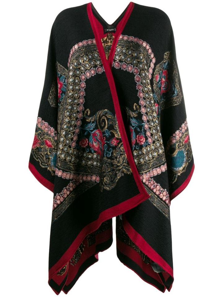 Etro Jacquard Print Poncho - Black