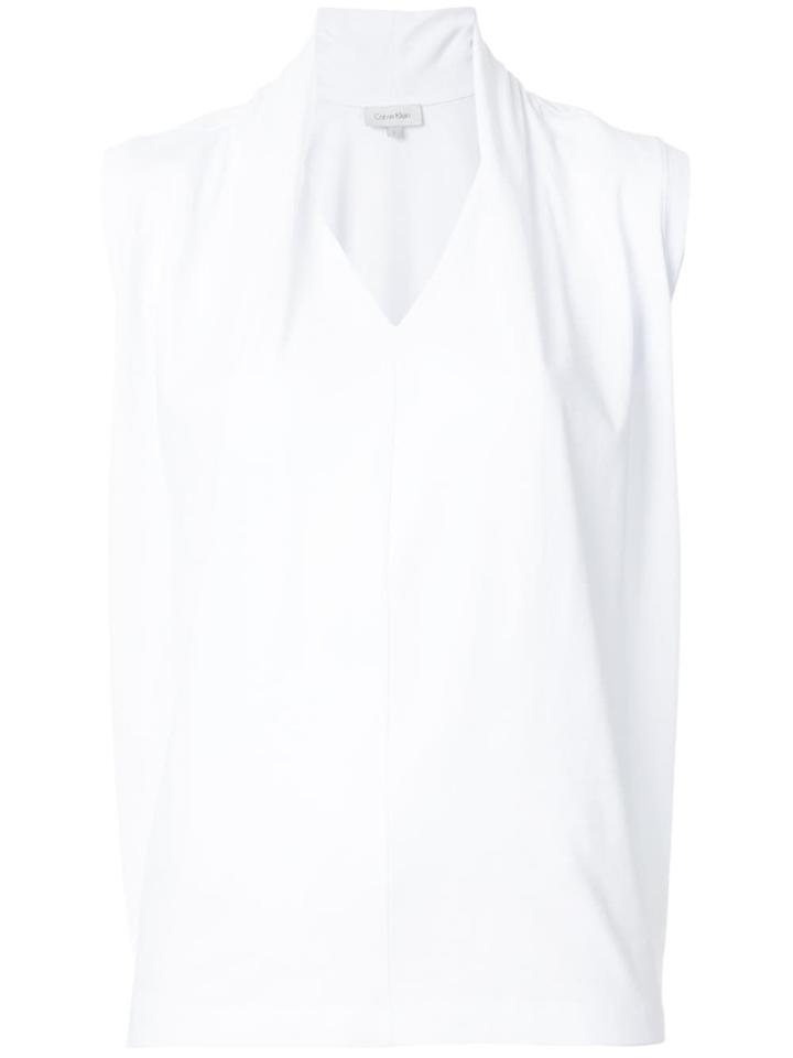 Ck Calvin Klein Draped Sleeveless Sports Jersey - White