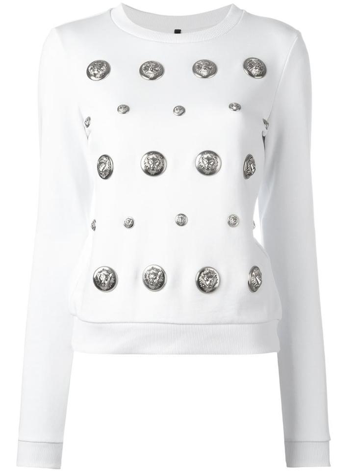 Versus Embellished Logo Sweatshirt, Women's, Size: Xs, White, Cotton