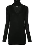 Tome - Open V Neck Knitted Top - Women - Merino - M, Black, Merino