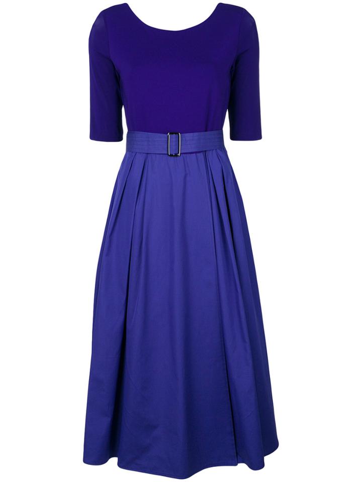 Max Mara Flared Belted Dress - Blue