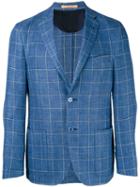 Woven Check Jacket - Men - Linen/flax/cupro/virgin Wool - 48, Blue, Linen/flax/cupro/virgin Wool, Corneliani