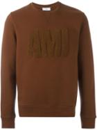 Ami Alexandre Mattiussi Logo Appliqué Sweatshirt, Men's, Size: Xl, Brown, Cotton