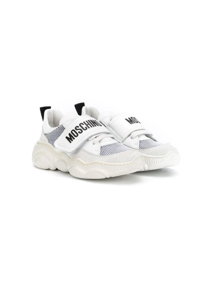 Moschino Kids Teen Logo Touch Strap Sneakers - White