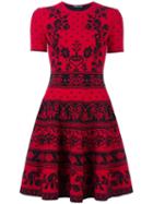 Alexander Mcqueen Jacquard Knit Mini Dress, Women's, Size: Small, Red, Polyamide/polyester/spandex/elastane/viscose