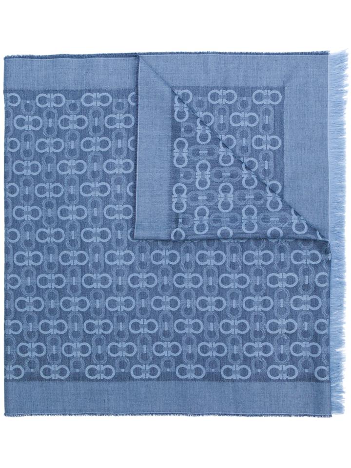 Salvatore Ferragamo Double Gancini Bit Scarf - Blue