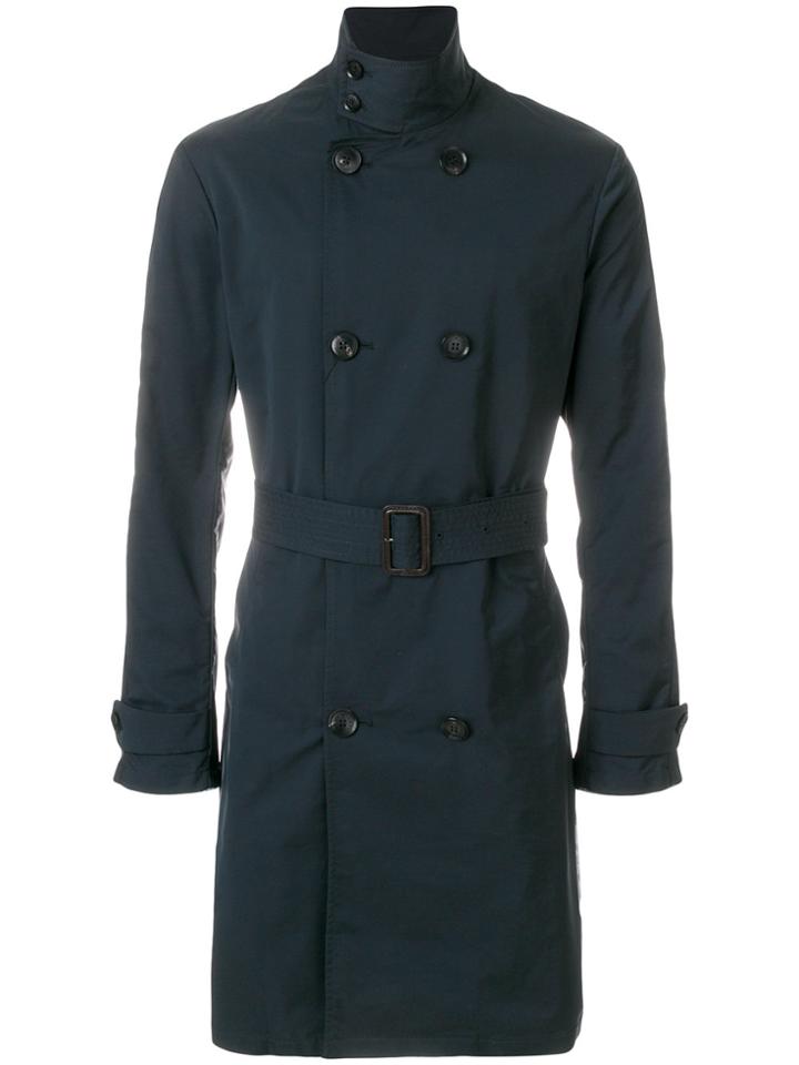 Emporio Armani Double Breasted Coat - Blue