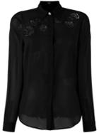 Versus Flower Appliqué Shirt, Women's, Size: 40, Black, Polyester