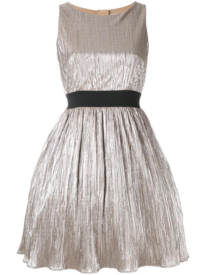 Manoush - Pleated Metallic (grey) Dress - Women - Cotton/nylon/polyester - 38, Cotton/nylon/polyester