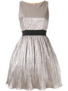 Manoush - Pleated Metallic (grey) Dress - Women - Cotton/nylon/polyester - 38, Cotton/nylon/polyester